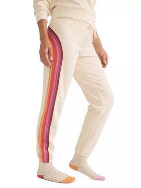 Marine Layer Anytime Striped Rainbow Sweatpants Antique White Stripe XS